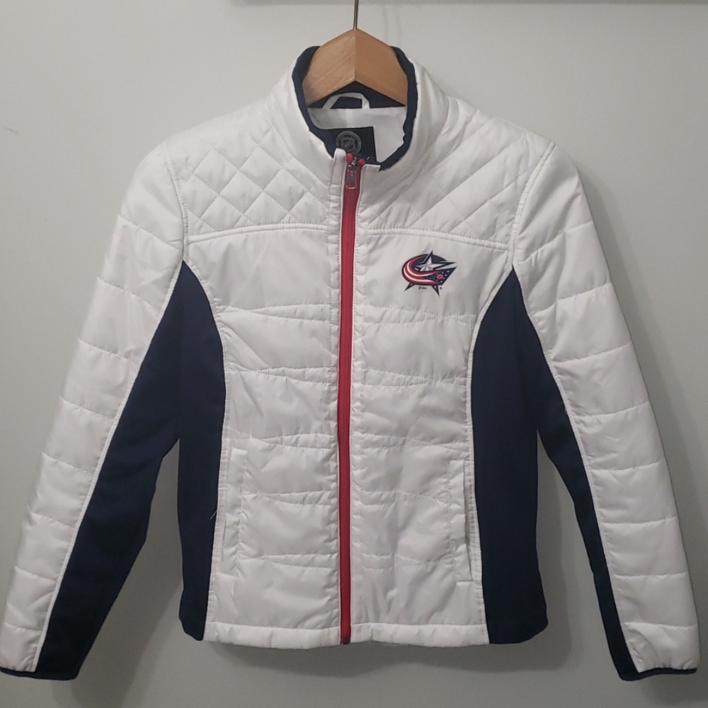 Columbus Blue Jackets White Puffer Coat